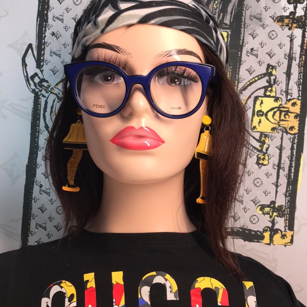 New Authentic Fendi FF0198/F PJP Blue Round Eyeglasses